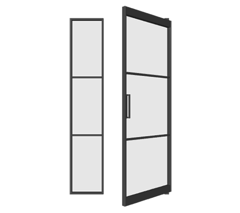 Pivottür mit Seitenteil rechts (DIN R)